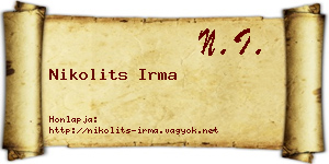 Nikolits Irma névjegykártya